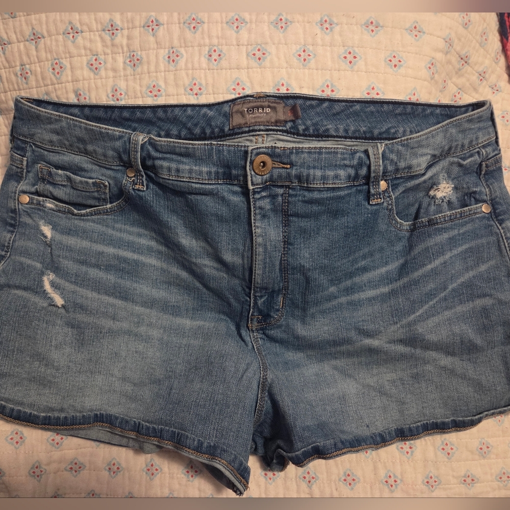 TORRID Light Blue Distressed Jean Shorts
